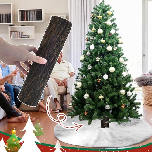 Artificial Bark Christmas Tree Skirt Hidden Fake Rod, Bark Wood Texture for Christmas Tree, Home, Party Holiday Decoration. (Christmas Fake Rod/Skirt Blank)
