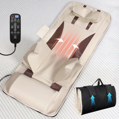 Full Body Massage Mat with Airbag Stretching, Back Heating, Neck & Shoulder Relief, Lumbar Traction, HIPS & IT Band Massage, 6 Modes 5 Intensities 2 Heat Levels, Foldable, Fit 5'1-6'2
