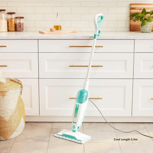 Shark Steam Mop with 2 Machine Washable Dirt Grip Pads, Removable Water Tank, Lightweight, Steam Cleaner for sealed Hard Floors, Marble, Stone, Hardwood, Tile, Laminate, White/Seafoam, S1000‼️Light dirt‼️