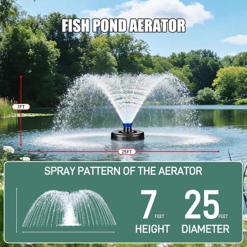 Pond Fountain Aerator, 15000 GPH Fountain Pump with Timer, 110V/60Hz 750W Waterfall Pump with 2 Spray Patterns, Energy-Efficient Water Circulation for Ponds & Lakes with 120FT Power Cord (Blue Black)