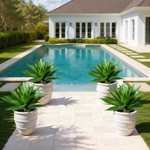 Ivydale Artificial Outdoor Plants, 2 PCS 28 Artificial Agave Plant for Outdoors Outside UV Resistant Large Fake Plants Realistic Greenery for Planter Porch Patio Yard Garden Indoor Decoration
