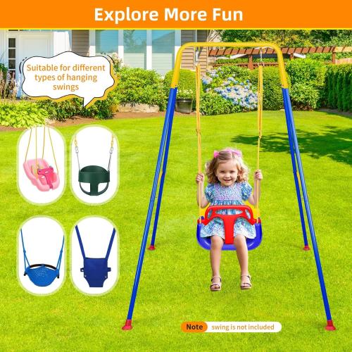 Foldable Swing Stand for Kids, Heavy-Duty Metal Swing Frame for Indoor/Outdoor, Suitable for Most Baby Toddler Swings, Easy to Assemble & Store, Swings not Included (Blue)