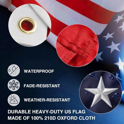 Black 16FT Telescoping Flag Pole Kit – 13 Gauge Black Aluminum for Outside House In-Ground Residential or Commercial Use, 80MPH Withstand, with Anti-Tangle Ring, Steel Clips, Nylon Flag