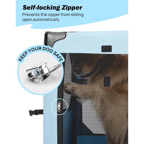 JOYTUTUS Collapsible Dog Crate, 37 Inch Portable Pet Crate for Car, Travel Dog Kennel Foldable Dog Crate for Large Dog 70lbs, Soft Cat Carrier Fit for Indoor & Outdoor/Trunk (Blue)