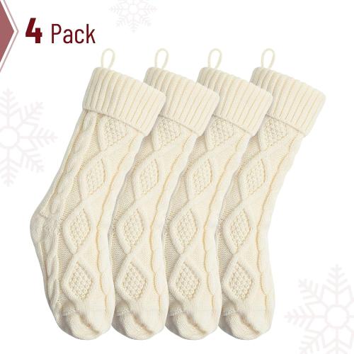 Mr. Pen- Christmas Stockings, 4 Pack, 18 Cream Stockings Christmas, Stockings for Christmas, Stocking Christmas, Cream Knit Stockings Christmas Stocking, Cream Christmas Stockings
