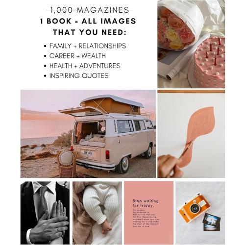 Lamare Vision Board Book - 1000  Aesthetic Vision Board Images & Motivational Quotes, Vision Board Supplies, Vision Board Kit, Collage Book for Manifestation, Self Care & Goal Setting