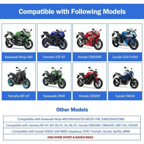 Motorcycle Cover for Sport Bike & Naked Bike, Compatible with Kawasaki Ninja 400/500, Yamaha MT-07/MT-09, Suzuki GSX-R, Honda CBR/CB and More - Waterproof Motorcycle Cover Outdoor Storage