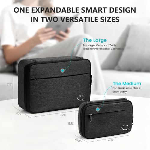 Travelkin Cord Organizer Travel, Electronic Organizer Travel Case, Cable Organizer Bag For Cords,Chargers Phone, Sd Card,Usbs (Black)