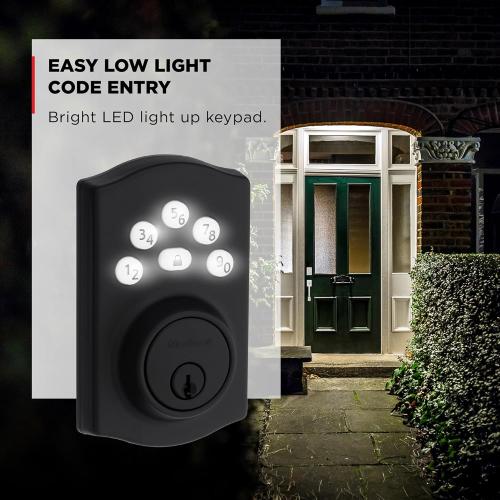 Kwikset Powerbolt 240 5-Button Keypad Matte Black Traditional Electronic Deadbolt Door Lock, Featuring Convenient keyless Entry, Customizable User Codes and auto Locking