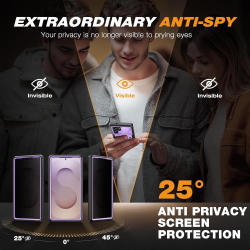 TONGATE for Samsung Galaxy S25 Ultra Case, [with Privacy Screen Protector & Slide Camera Cover] [2 Front Frames] Full-Body Heavy Duty S25 Ultra Case with Stand & Belt Clip Holster, Purple Privacy