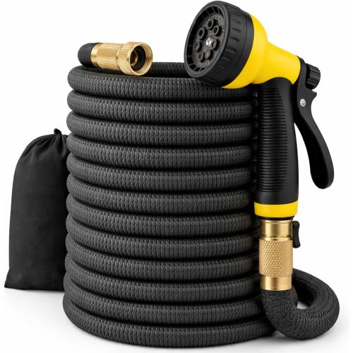J&B XpandaHose 150ft Expandable Garden Hose – Ultra-Strong 3750D, 4-Layer Latex Core, Brass 3/4 Connectors, 10-Pattern Nozzle & Storage Bag – Lightweight, Kink-Reducing, Leak-Resistant