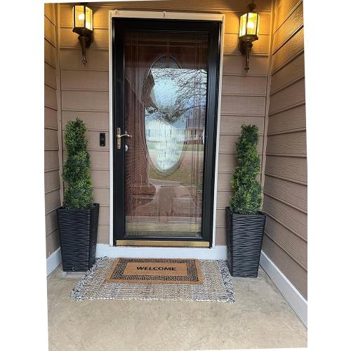 35inch Spiral Topiary Tree, 2 Pack Artificial Ceder Outdoor Plants, Boxwood Topiary Trees Fake Greenery for Front Porch Home Decor