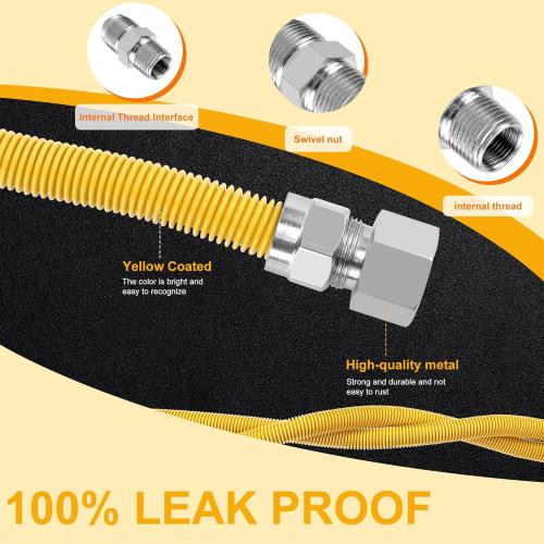 48 Gas Dryer Hose Kit,Stainless Steel Stove Gas Line with Connector 1/2 MIP 1/2FIP 3/4MIP Fitting,5/8 OD(1/2 ID) Gas Connector Kit for Stove,Gas Stove, Dryer,Water Heater-by MIFLUS