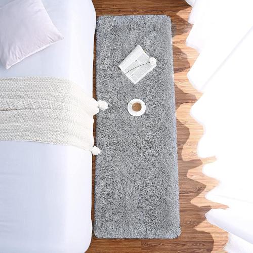 Chicrug Soft Runner Rugs for Bedroom Living Room Plush Fluffy Rug 2x6 Feet, Shag Furry Area Rug Carpet Non Shedding for Nursery Children Kids Girls Room Home Decorative, Grey