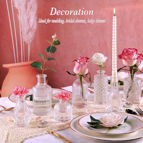 UPBUD Clear Glass Bud Vases Set of 12, Small Vases for Flowers