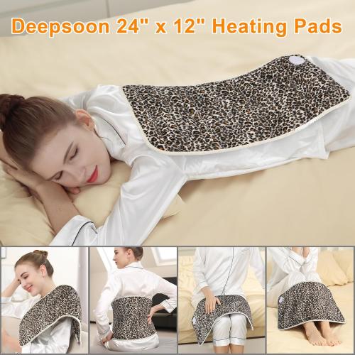 Heating Pad-Electric Heating Pads for Back,Neck,Abdomen,Moist Heated Pad for Shoulder,Knee,Hot Pad for Arms and Legs,Dry&Moist Heat & Auto Shut Off(Leopard Print, 12''×24'')