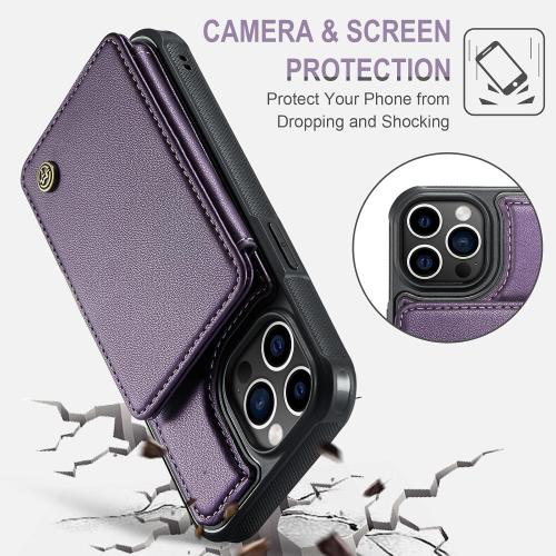 Vinich for iPhone 12 Pro Max Wallet Case with Card Holder, Purple