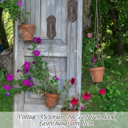 2 Pack Decorative Vintage Cast Iron Wall Hooks Vintage Key Wall Holder for Hanging Coats Key Bags Hats Towels Hanger Rustic Farmhouse Decor