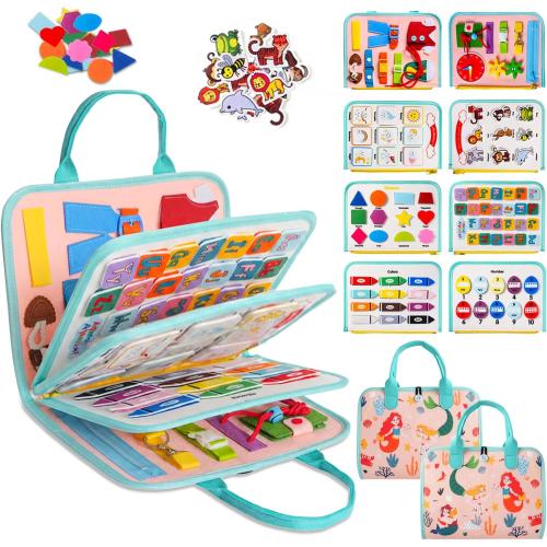 Teefrye Toddlers Busy Board Montessori Toys for Old 1-3 Year Girl Busy Book