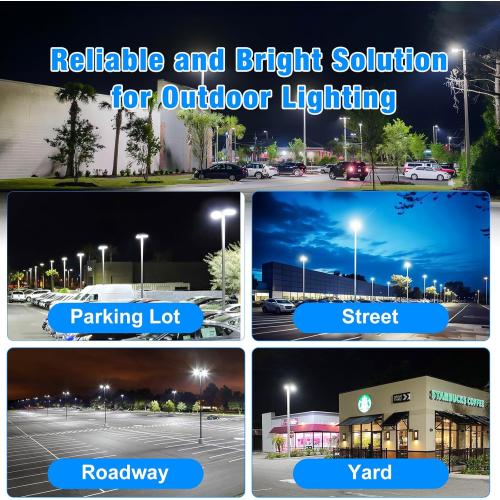 LED Parking Lot Light 300W, UL Listed 42,000LM 5000K Shoebox Light with Dusk to Dawn Photocell,Adjustable Arm Mount, IP66 Waterproof, Commercial LED Area Security for Parking Lot,Roadway,2PACK