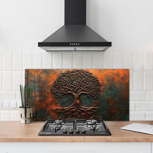 Size 30x24 Roggmard Tempered Glass Kitchen Backsplash, Tree of Life Stove Back Top Cover, Splashback Tile, Kitchen Sink Cover Splash Guard, Home Kitchen Decor (30x24''-(76x61cm))