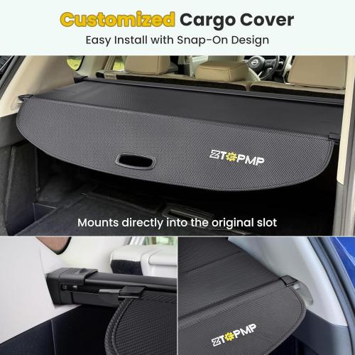ZTGPMP Cargo Cover for Nissan Rogue S SV SL Platinum 2021 2022 2023 2024 2025 2026, Retractable Rear Trunk Cover Luggage Shield Security, Rogue Accessories (Carbon Fiber Leather)