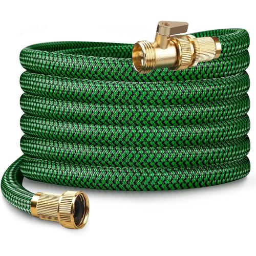 Upgraded Garden Hose 25 5ft, Non-Expandable Hose, Heavy Duty Kink-Resistant Flexible Water Hose with High-Density Fabric,LeakProof Hose Metal Shut-Off Valve Connector for Patio, Car Wash. (30FT)