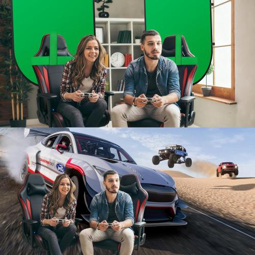 Green Screen Portable,Heorryn 5x6.5ft Green Blue Screen Chair Backdrop Kit Background Double Sided Pop Up Chroma Key for Photography,Live Streaming Gaming Zoom Video Chats Parties and Meeting