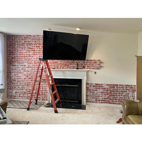 Faux Brick Red Siding Panels, 3D Wall Panel Stonewall, Thin Brick Veneers for Indoor Outdoor Wall Decoration 36 sq.ft/Box (Red NL, Wash White)