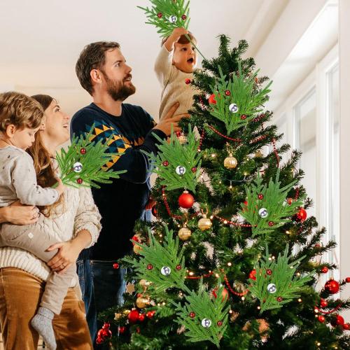 16 Pcs Artificial Pine Branches Fake Greenery Norfolk Pine Picks 17'' Artificial Christmas Berry Stems Xmas Pine Needles for Holiday DIY Crafts Flower Arrangements Decoration