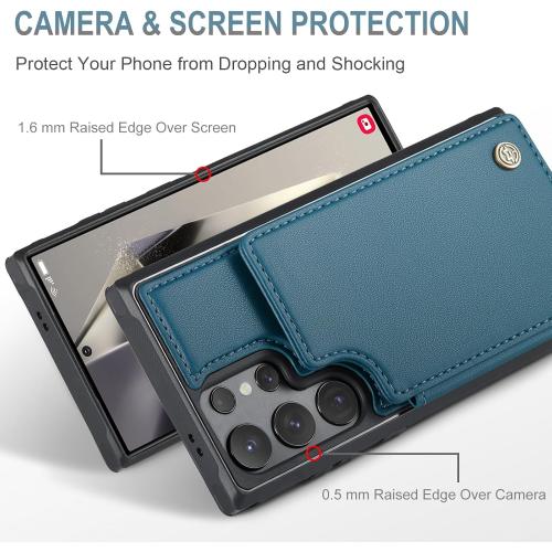 Vinich for Samsung Galaxy S25 Ultra Wallet Case with Card Holder, Blue