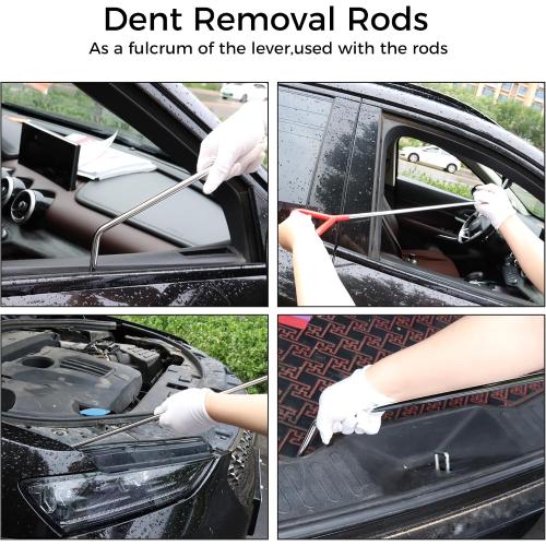 Dent Repair Tools 6 Pieces of Dent Removal Rods with Awl Head Paintless Dent Removal Kit Car Auto Body Dent Removal of Hail Dents and Door Ding (6 PCS Rod 21 PCS Pen)