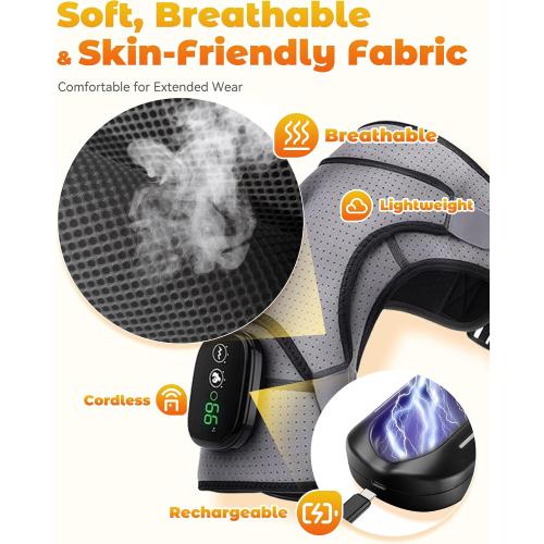 Shoulder Massager, Neck and Shoulder Massager with Adjustable Shoulder Straps, 3 Levels Vibration & 3 Levels Heating, 5000mAh One-Button Operation (Gray)