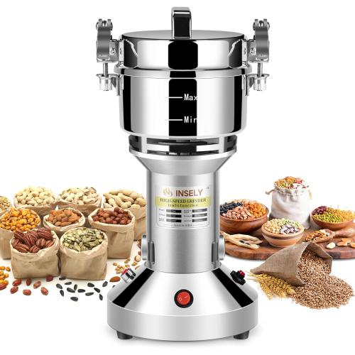150g Grain Mill, flour mill grinder for home, Electric Stainless Steel Grain Grinder for Wheat, Spices, coffee,Corn and Other Dry Food Grinders for Kitchen