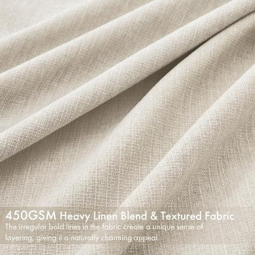 MIULEE Pinch Pleated Blackout Linen Curtains Natural 2 Panels 50 Wx102 L