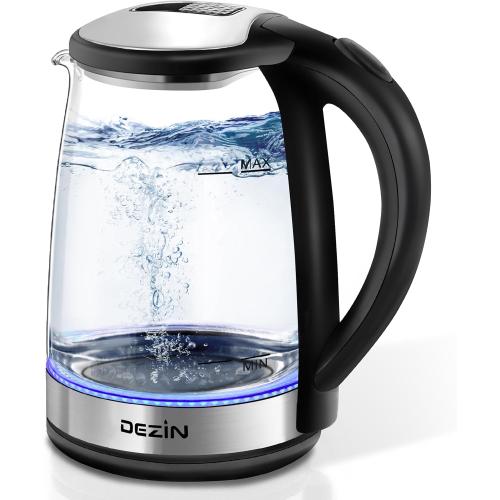 Dezin Electric Kettle, BPA-Free 2L Electric Water Heater, Glass Electric Tea Kettle, 304 Stainless Steel Hot Water Kettle Warmer with Fast Boil, Auto Shut-Off & Boil Dry Protection, for Coffee, Tea