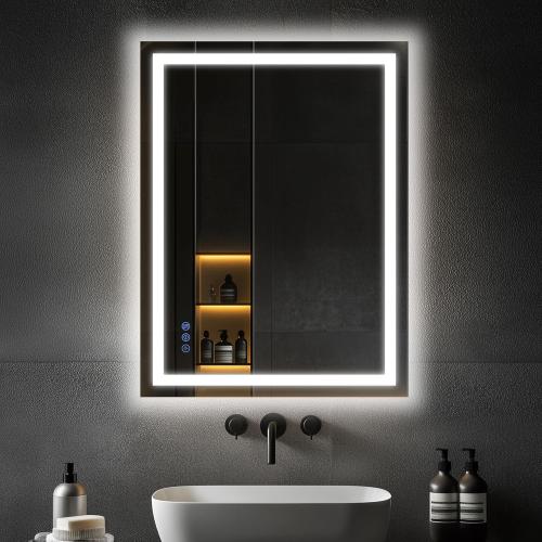 Antok 24x36 LED Bathroom Mirror with Lights, Backlit   Front Lit Vanity Mirror with CRI>90, Dimmable Anti-Fog Smart Mirror with Memory Function, 3 Color Temperatures, Shatterproof Tempered Glass, ETL