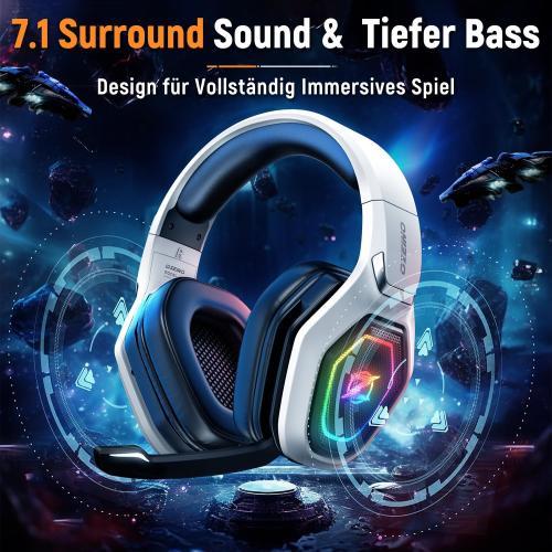 Ozeino 2.4GHz Wireless Gaming Headset for PC, Ps5, Ps4 - Lossless Audio USB & Type-C Ultra Stable Gaming Headphones with Flip Microphone, 40-Hr Battery Gamer Headset for Switch, Laptop, Mobile, Mac