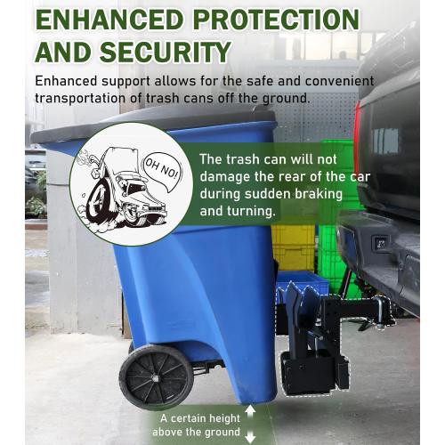 Black ELITEWILL Dual Trash Can Hauler Allowing Backing-up High-Loading Garbage Can Towing Hitch Carrier Fit for Vehicle/Cars/Trucks/Golf Carts/ATV/UTV with 2 Hitch Receiver