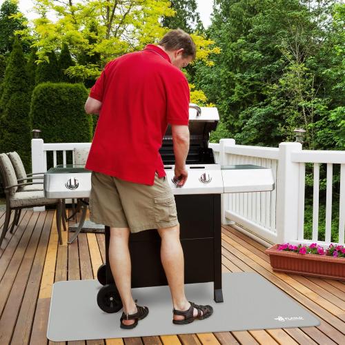 FLASLD Multi-Purpose Fireproof 24 X 42 inches Floor Mat for Indoor or Outdoor Use, Grill Pad for Fireplace, Kitchen Stove, CookTop and Hearth, Premium Deck and Patio Grill Mat, Silver Gray