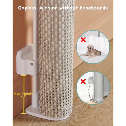 Retractable Baby Gate, Exquisite Rattan Mesh, 33 Tall, Expands to 55 Wide, Dog Gate for Stairs, Doorway, Hallway, Indoor/Outdoor Pet Fence, Walk-Through Design with No Bottom Bar, Beige