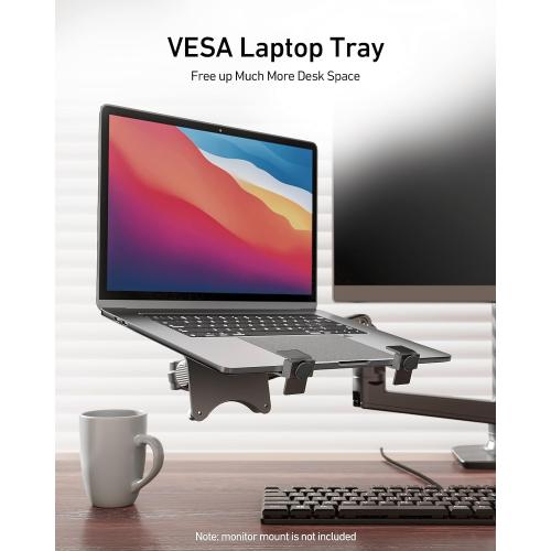 Laptop Tray for Monitor Arm - VESA Mount 100x100mm, Laptops up to 17.3in & 28.6lbs - Notebook Tray Office Desk Accessories - Black***