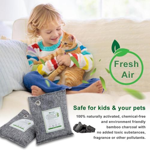 Size Large Set of 12 Activated Charcoal Odor Absorber (Large, 12 Pack, 100g each), Natural Charcoal Bags Odor Absorber Bamboo Charcoal Air Purifying Bag for Home, Fridge, Cabinet