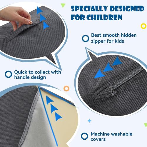 Foam Climbing Blocks 4Pcs Soft Play Equipment Luxury Corduroy Fabric, Toddler Climbing Playset Indoor Soft Play Climbing for Toddlers, Lightweight Climbing Blocks  ( grey )