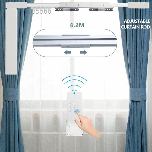 Electric Celling Curtain Tracks 87-244 Smart Curtains Motorized Opener Curtains Rods with Remote Control (236'')
