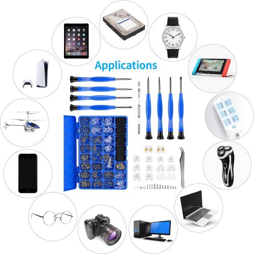 Blue Upgrade Version Magnetic Eye Glass Repairing Kit, Eyeglass Repair Tool Kit with Compact Screw Box Include Nose Pads, Precision Screwdriver Set, Screws, Tweezer for Eyeglass, Sunglass, Spectacles Watch