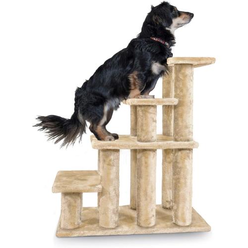 Furhaven Steady Paws Multi-Step Pet Stairs for High Beds & Sofas - Cream, 4-Step