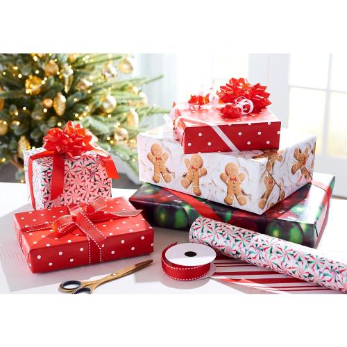 American Greetings 120 sq. ft. Vintage Christmas Wrapping Paper Bundle, Gingerbread, Ornaments, Peppermints (3 Extra Wide Rolls 40 in. x 12 ft.)