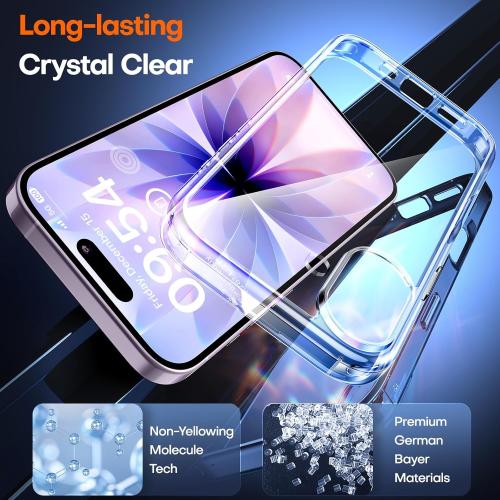 TAURI for iPhone 17 Case, Anti-Yellowing with Screen Protector, Military-Grade Protection Shockproof Slim Phone Case for iPhone 17, Clear