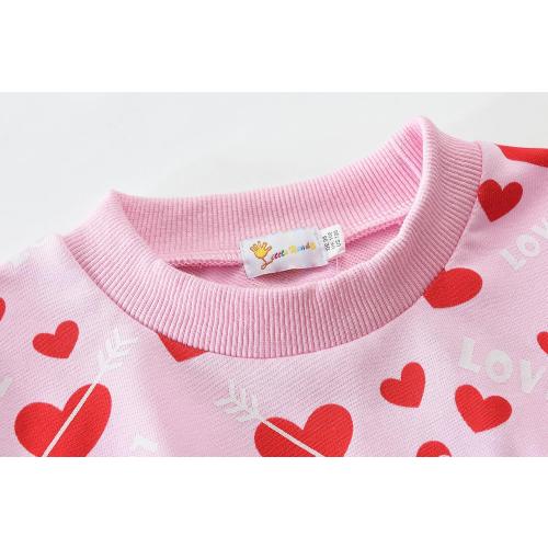 Size M Little Girls Outfits Clothes Toddler Long Sleeve Heart Print Hoodie Shirts Top   Leggings Kids Clothing Set